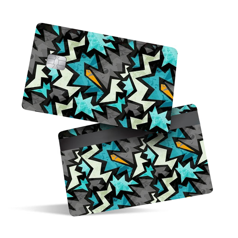 Abstract Graphic Pattern Blue Debit Card Skins & Credit Card Wrap