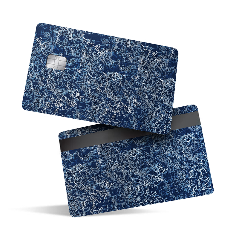 Blue Map Pattern Debit Card Skins & Credit Card Wrap