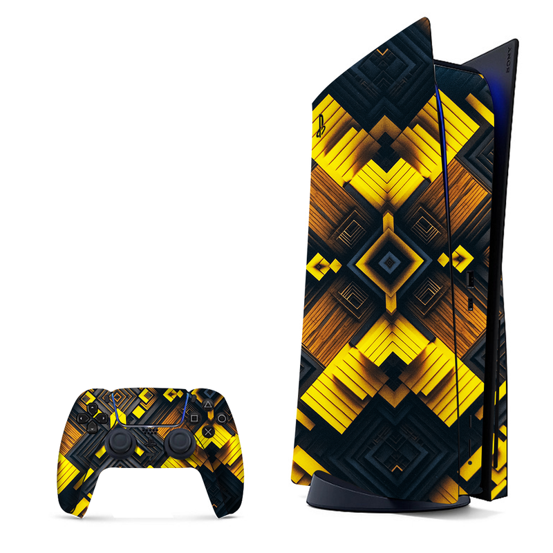 Wood Geometric Pattern Playstation 5 Skin|PS5