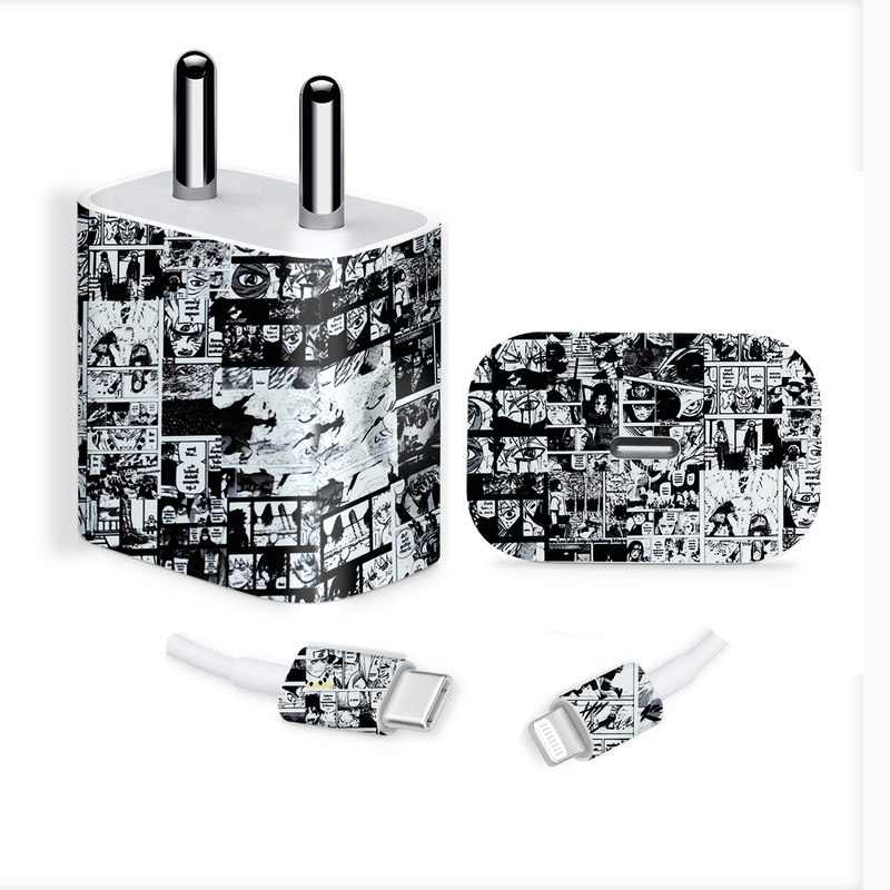 Black and White Anime sticker charger skin