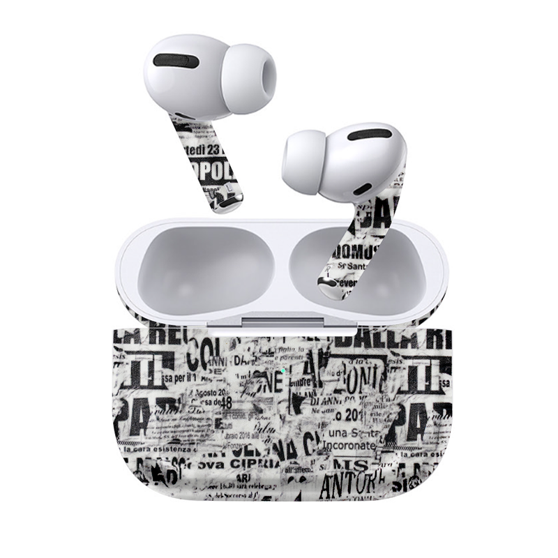 Typography Black and White Earbuds skin