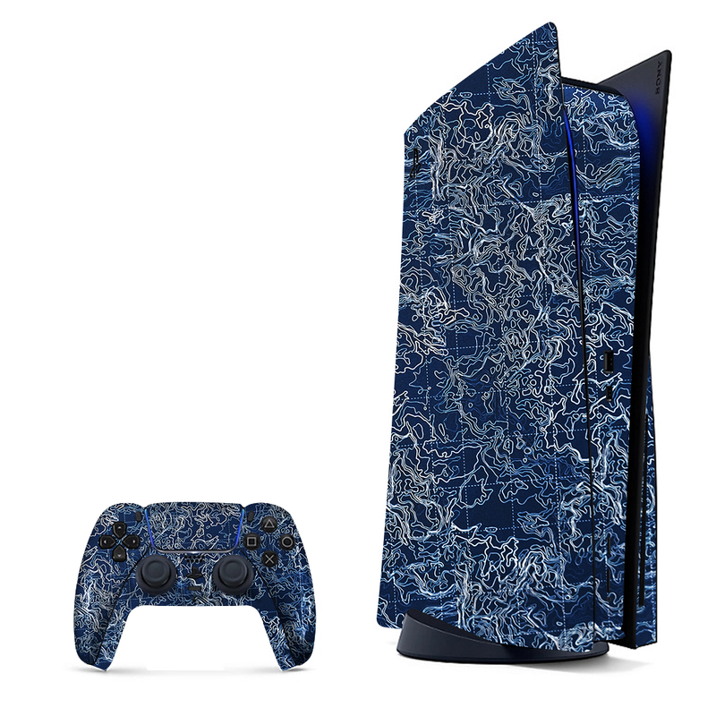 Blue Map Pattern Playstation 5 Skin|PS5