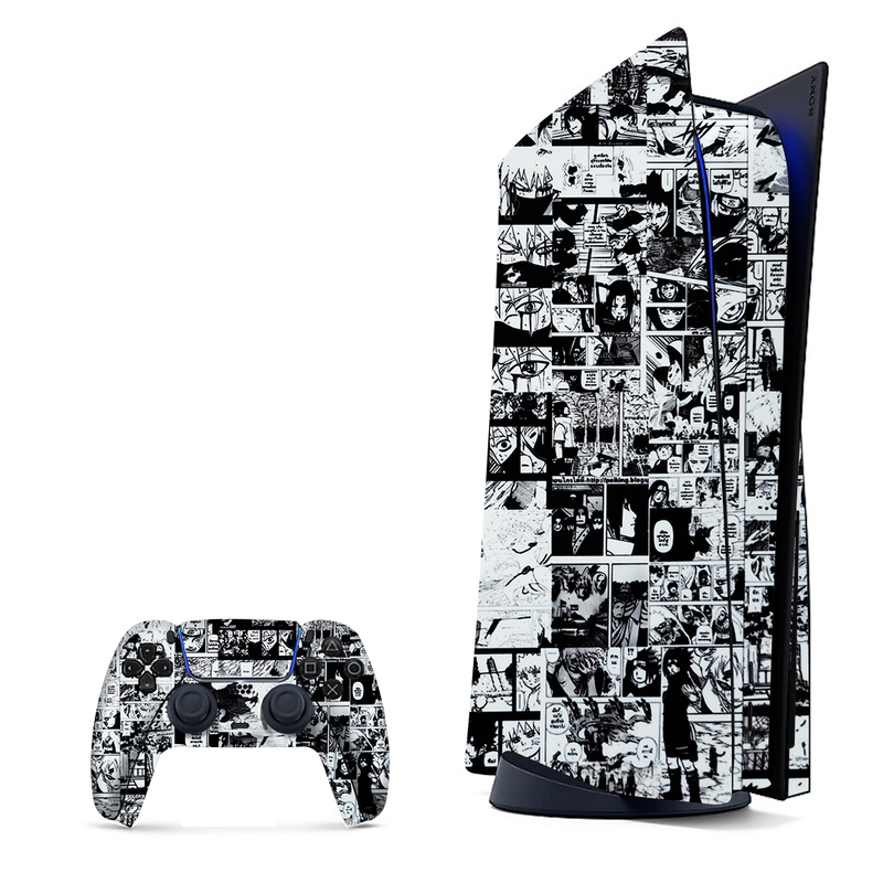 Black and White Anime Pattern Playstation 5 Skin|PS5