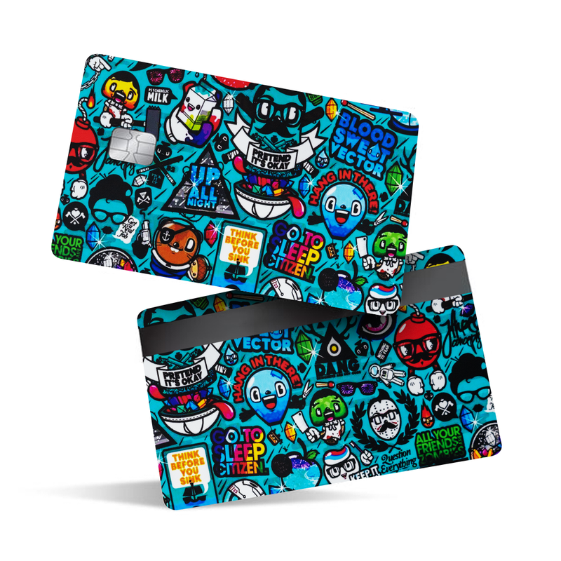 Cartoon Doodle Abstract Debit Card Skins & Credit Card Wrap