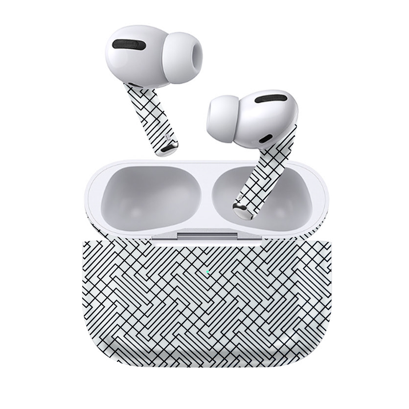 Geometric Black Line Earbuds skin