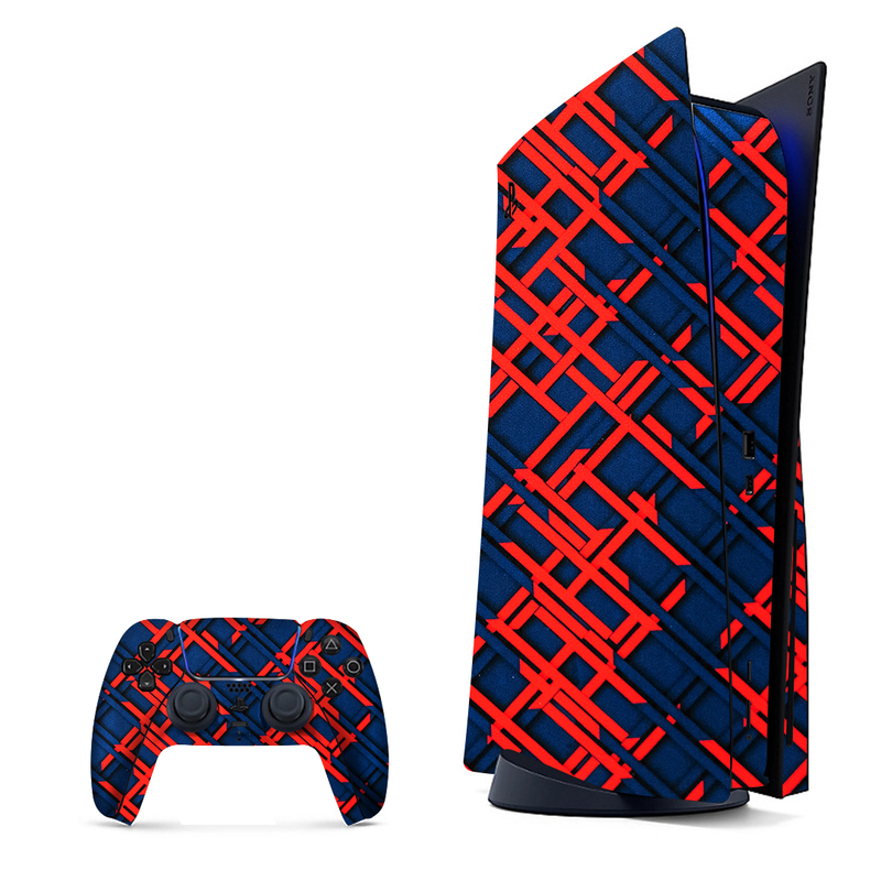 Red and Blue Geometric Pattern Playstation 5 Skin|PS5