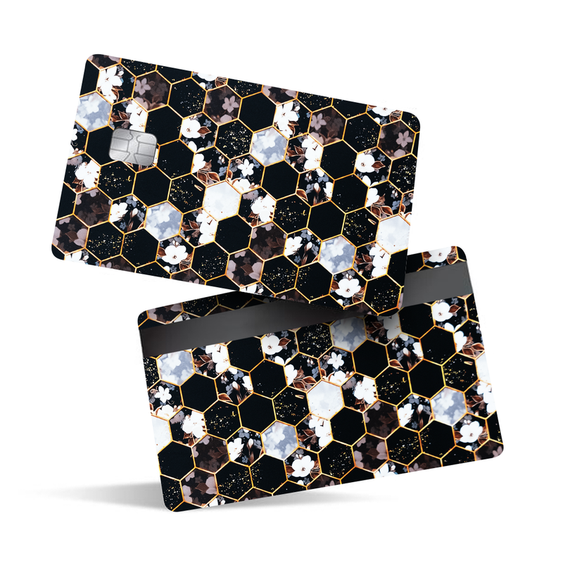 Honeycomb Flowers Pattern Debit Card Skins & Credit Card Wrap