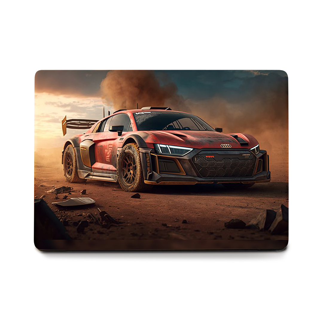 Red car race in deserted Laptop skin