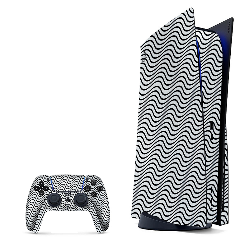 White Wave Pattern Playstation 5 Skin|PS5