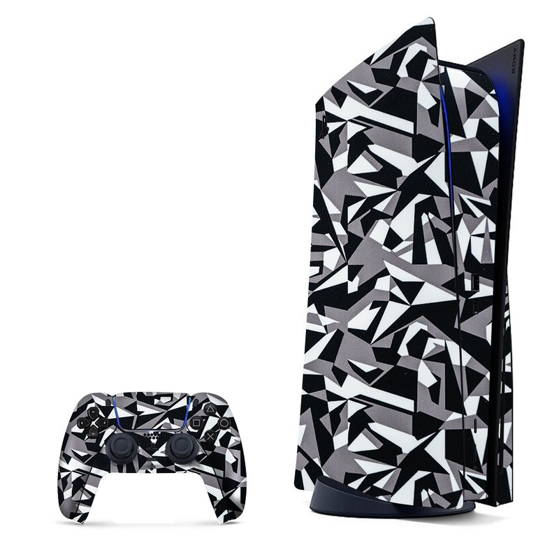 Black and White Polygon Pattern Playstation 5 Skin|PS5