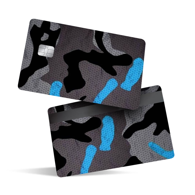 Blue Camouflaged Debit Card Skins & Credit Card Wrap