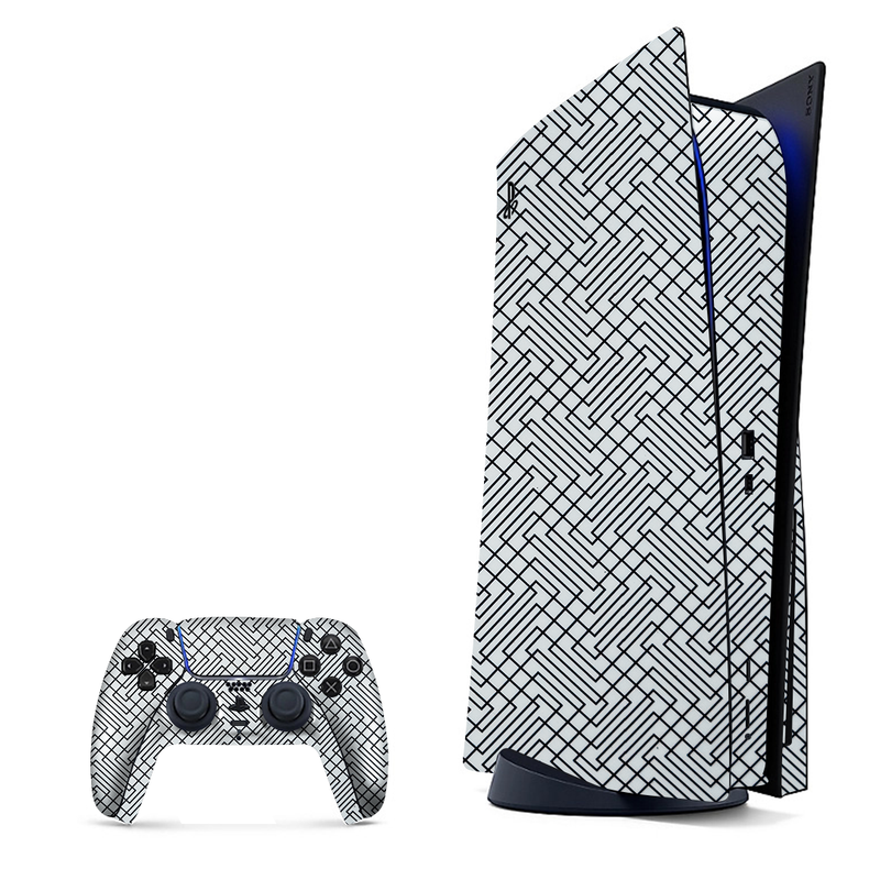 Geometric Black Line Pattern Playstation 5 Skin|PS5