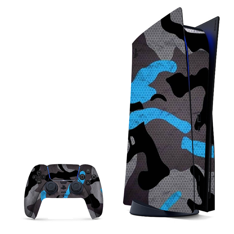 Blue Camouflaged Playstation 5 Skin|PS5
