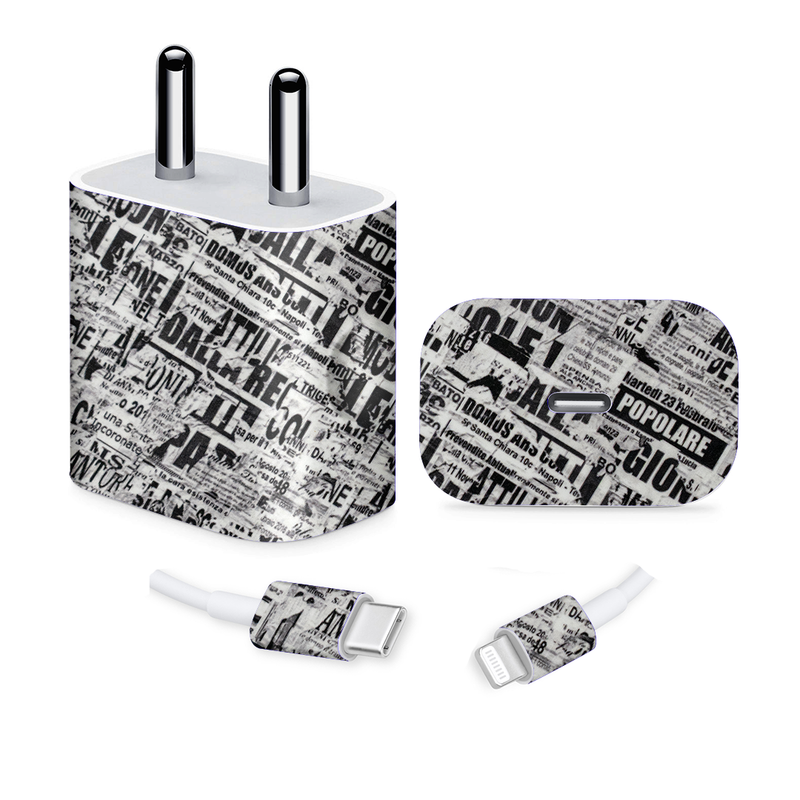 Typography Black and White Charger Skin