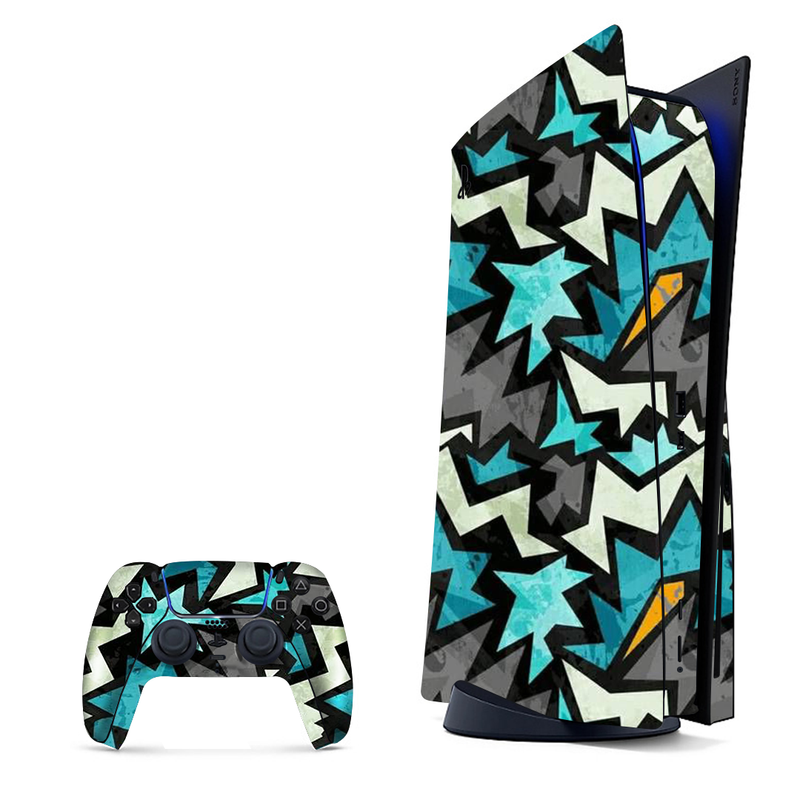 Abstract Graphic Pattern - Blue Playstation 5 Skin|PS5
