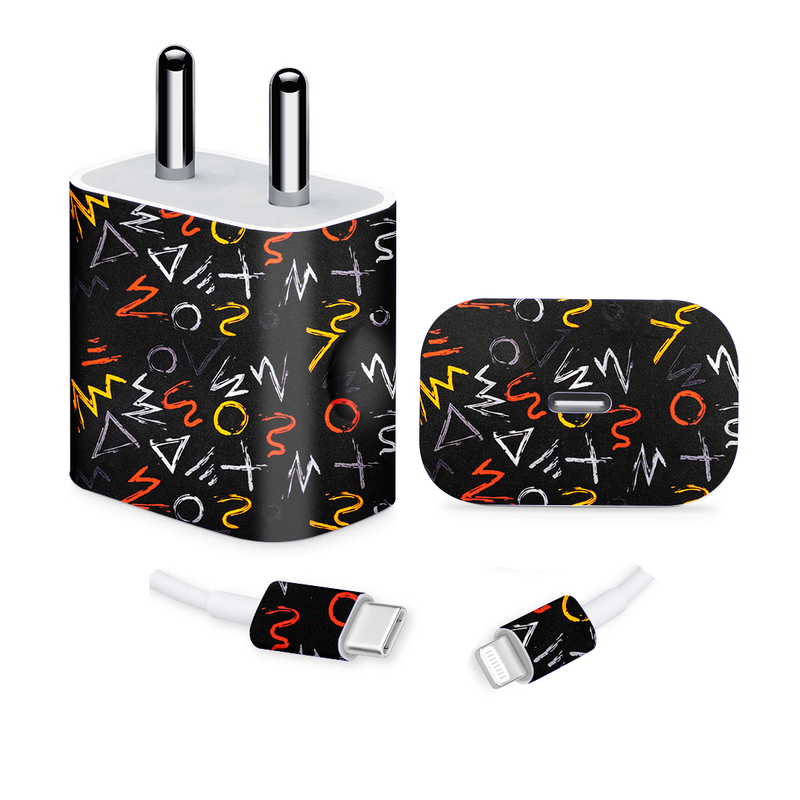 Black Scribble Art Charger skin