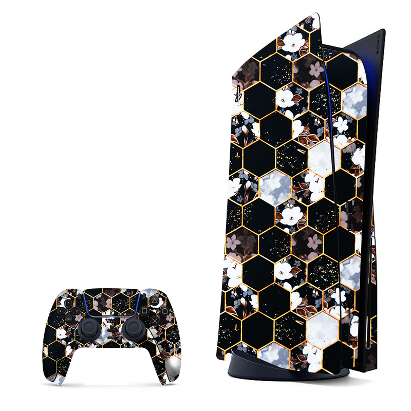 Honeycomb Flowers Pattern Playstation 5 Skin|PS5